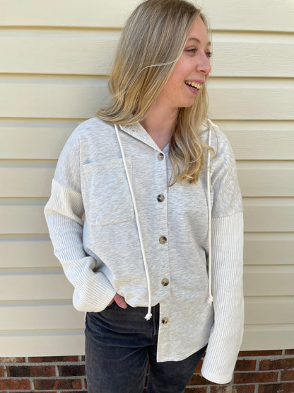 Buttoned Hooded Sweater