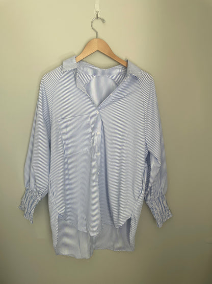 Light Blue Striped Boyfriend Shirt