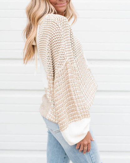 Patchwork Tie Back Oversized Sweater